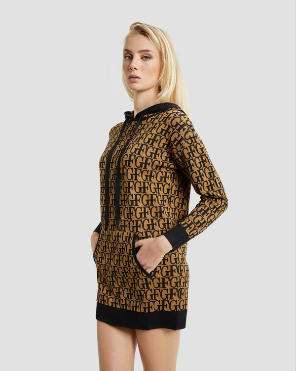 Gianfranco Ferre Knitted GF Hoodie Brown