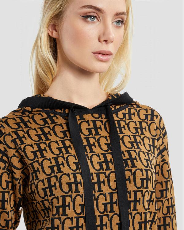Gianfranco Ferre Knitted GF Hoodie Brown