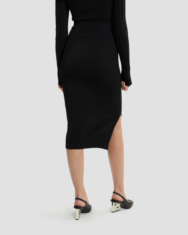 Gianfranco Ferre Knitted Logo Pencil Skirt Black