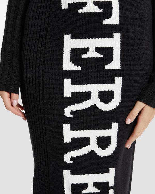 Gianfranco Ferre Knitted Logo Pencil Skirt Black