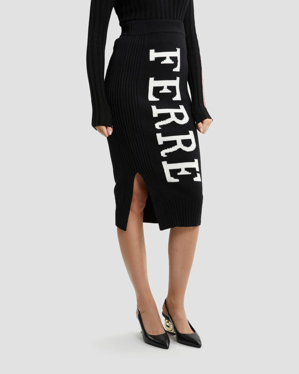 gianfranco ferre Knitted Logo Pencil Skirt Black