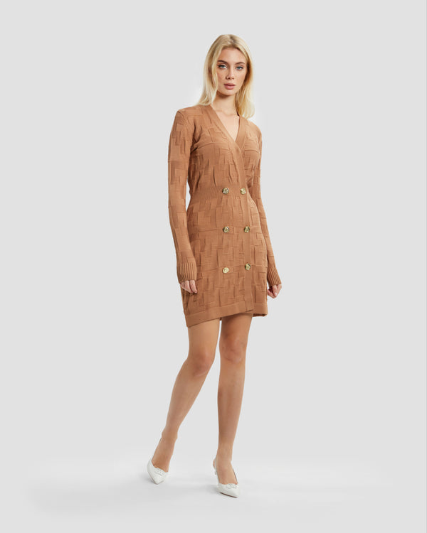 gianfranco ferre Knitted Mini Dress Brown