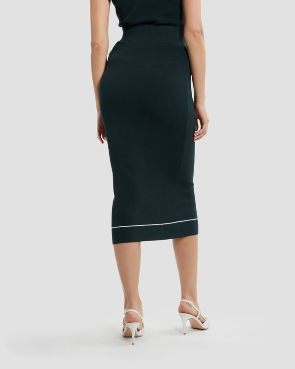 Gianfranco Ferre Knitted Pencil Skirt Dark Green