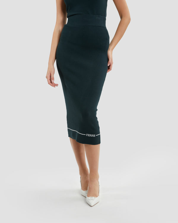 gianfranco ferre Knitted Pencil Skirt Dark Green