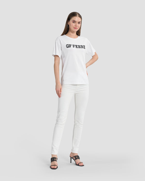 Gianfranco Ferre Lace Branding Front T-Shirt White