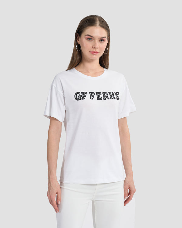gianfranco ferre Lace Branding Front T-Shirt White