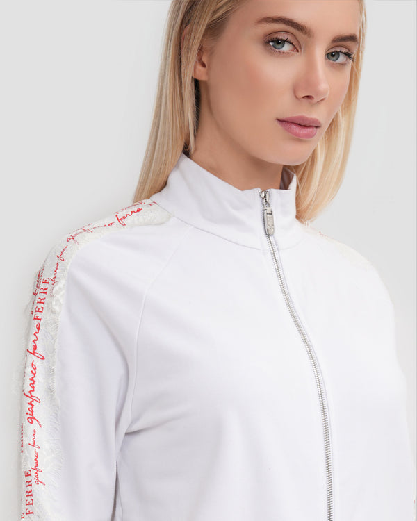 Gianfranco Ferre Lace Detail Tracksuit Set White