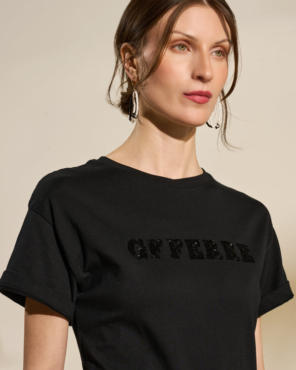 Gianfranco Ferre Lace Hem T-Shirt Dress Black