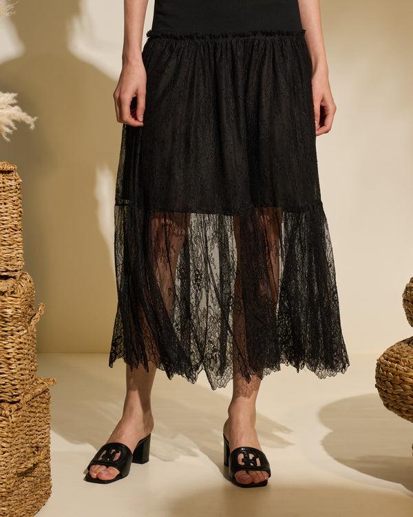 Gianfranco Ferre Lace Hem T-Shirt Dress Black