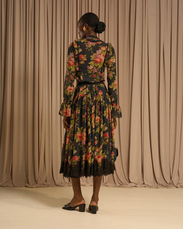 Gianfranco Ferre Lace Trimmed Midi Skirt Multi
