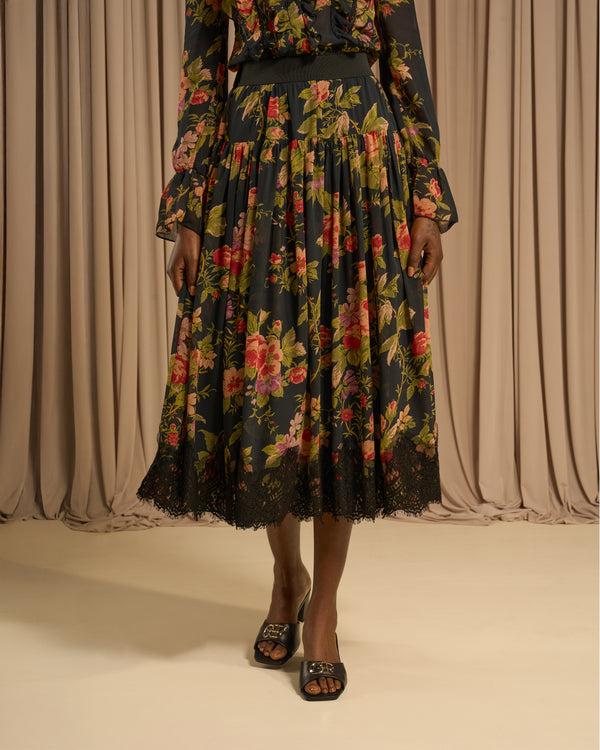 gianfranco ferre Lace Trimmed Midi Skirt Multi