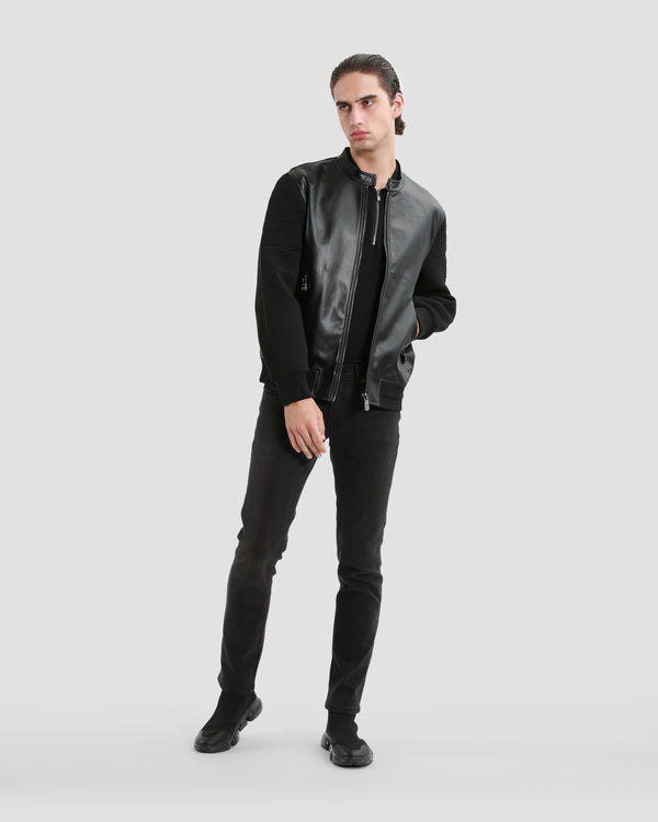 Gianfranco Ferre Leather Bomber Jacket Black