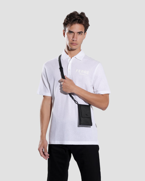 Gianfranco Ferre Leather Crossbody Pouch Black