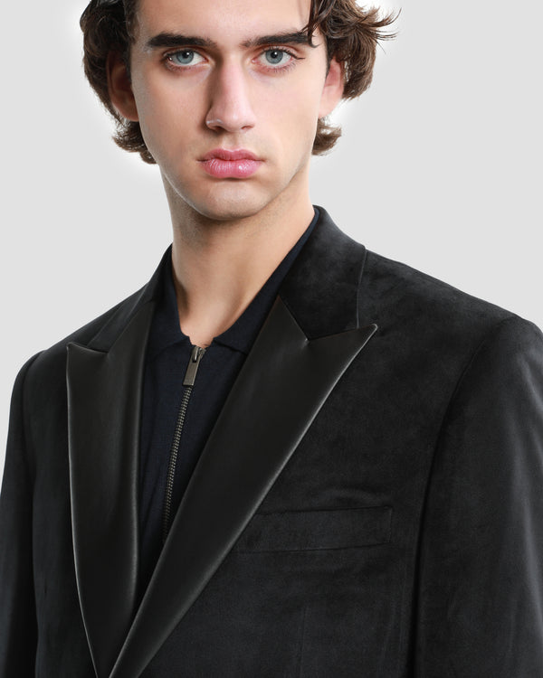 Gianfranco Ferre Leather Necklined Blazer Black