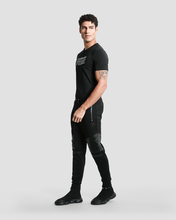 Gianfranco Ferre Leather Paneled Track Pants Black