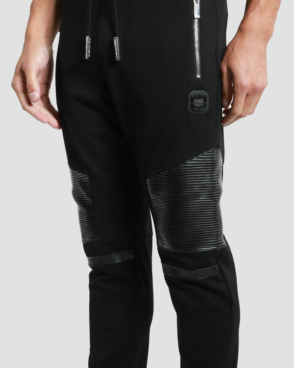 Gianfranco Ferre Leather Paneled Track Pants Black