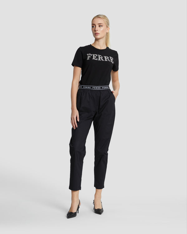 Gianfranco Ferre Logo Band Trousers Black