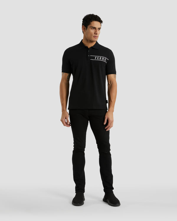 Gianfranco Ferre Logo Chest Polo Shirt Black