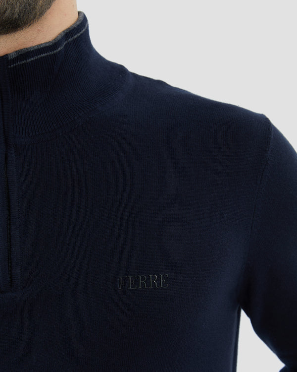 Gianfranco Ferre Logo Embroidered Sweater Navy