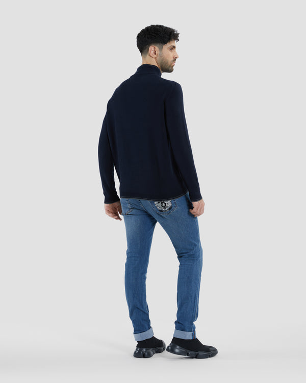 Gianfranco Ferre Logo Embroidered Sweater Navy