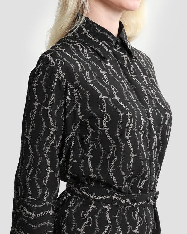 Gianfranco Ferre Logo Mini Dress With Belt Black