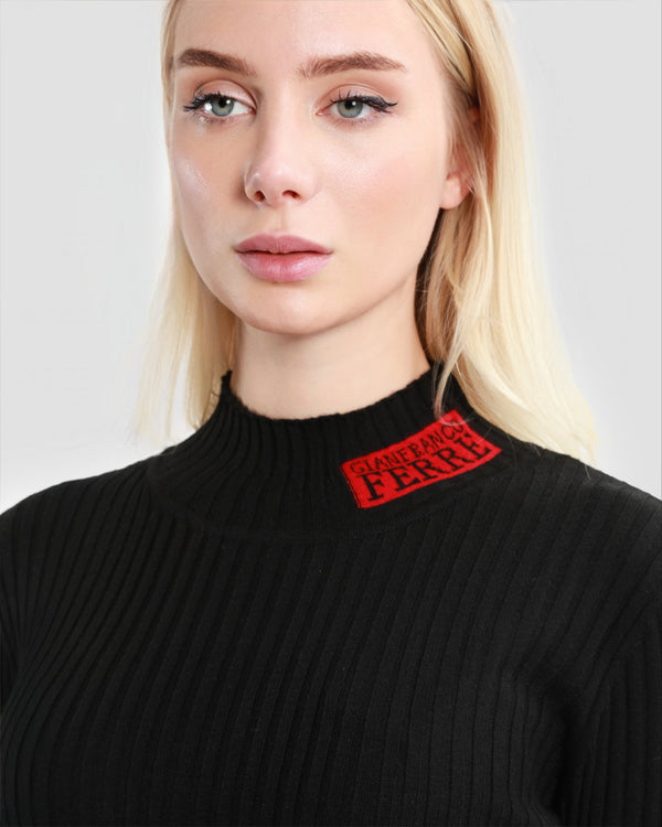 Gianfranco Ferre Logo Neck Knitwear Black