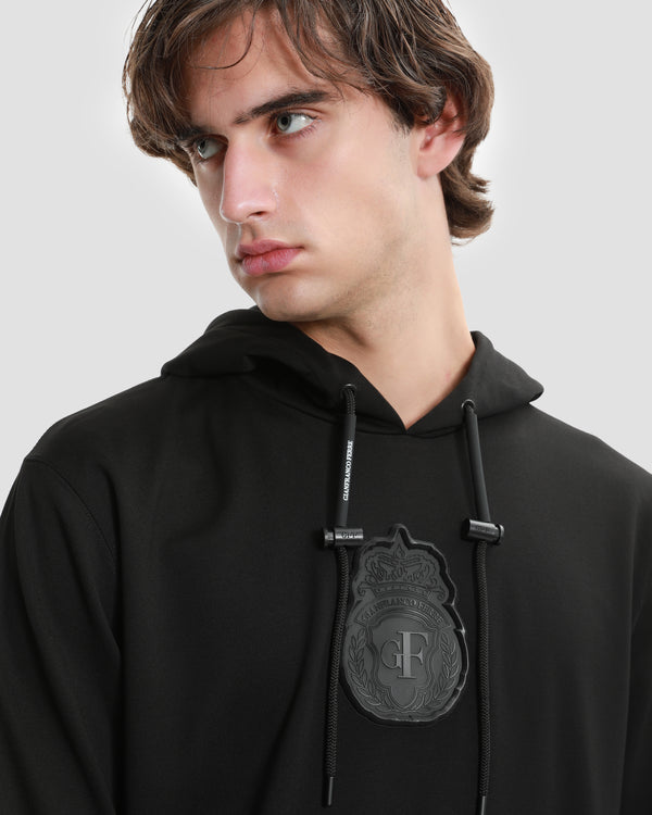 Gianfranco Ferre Logo Patched Hoodie Jacket Black