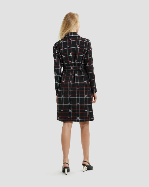 Gianfranco Ferre Logo Plaid Coat Black