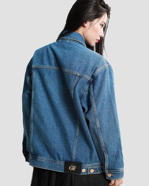 Gianfranco Ferre Logo Print Denim Jacket Blue