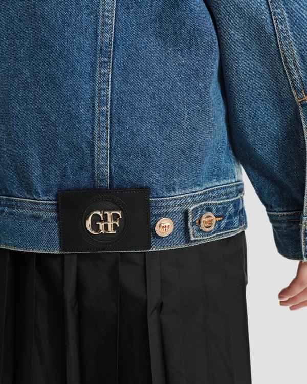Gianfranco Ferre Logo Print Denim Jacket Blue
