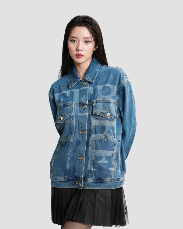 gianfranco ferre Logo Print Denim Jacket Blue