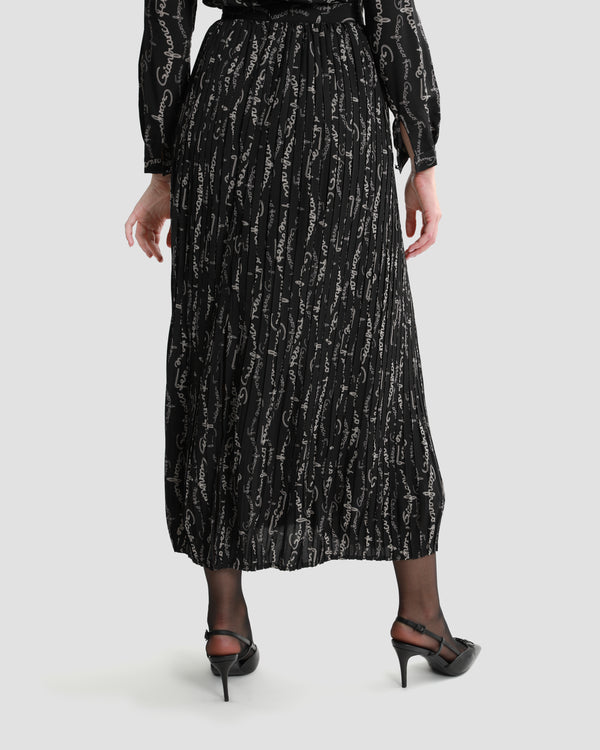 Gianfranco Ferre Logo Print Pleated Skirt Black