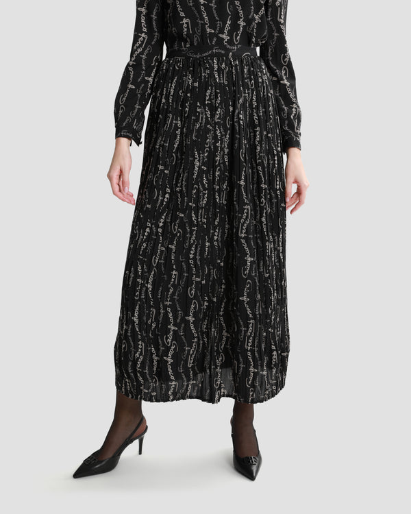 gianfranco ferre Logo Print Pleated Skirt Black