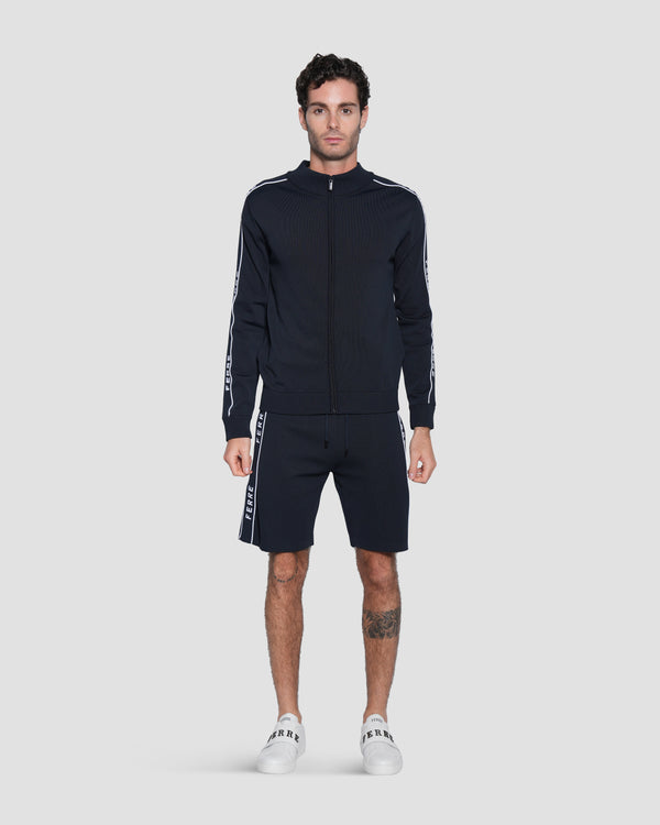 Gianfranco Ferre Logo Print Sleeve Jacket Navy