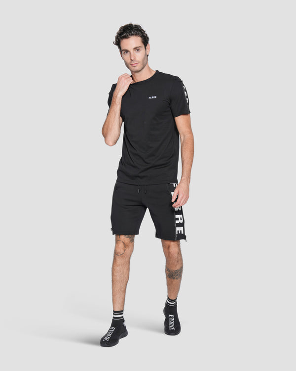 Gianfranco Ferre Logo Print Zip Leg Shorts Black