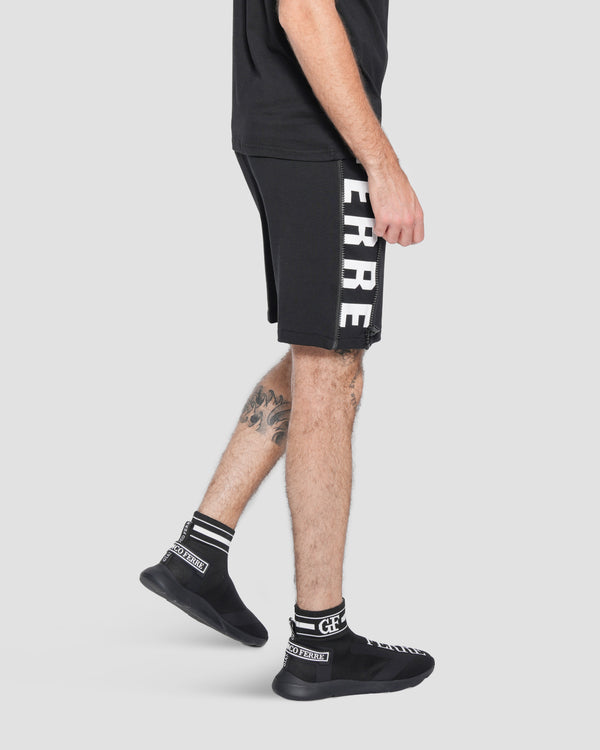 Gianfranco Ferre Logo Print Zip Leg Shorts Black