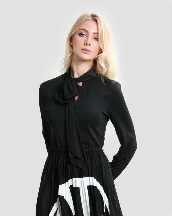 Gianfranco Ferre Logo Printed Midi Dress Black