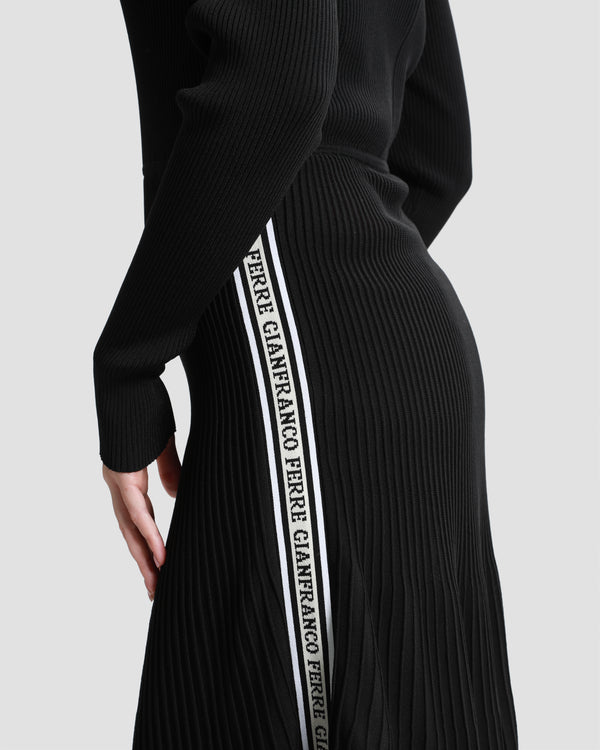 Gianfranco Ferre Logo Tape Knitted Dress Black
