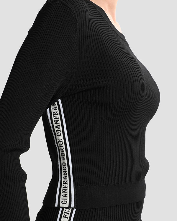 Gianfranco Ferre Logo Tape Knitted Top Black