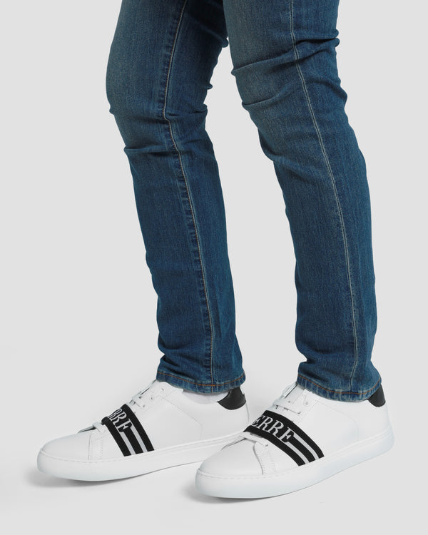 Gianfranco Ferre Logo Tape Leather Sneakers White