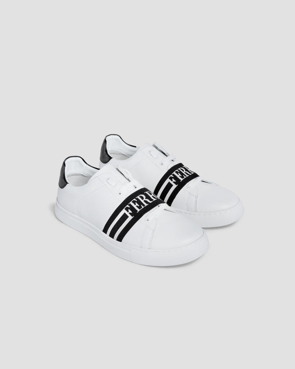 Gianfranco Ferre Logo Tape Leather Sneakers White