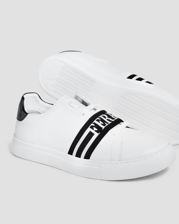 Gianfranco Ferre Logo Tape Leather Sneakers White