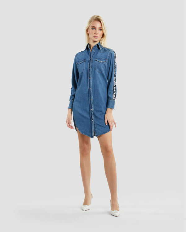 gianfranco ferre Logo Taper Denim Shirt Dress Blue