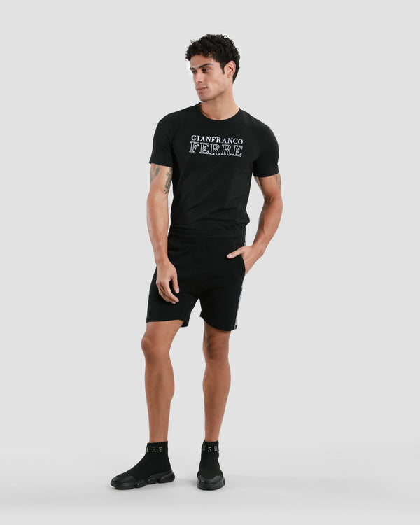 Gianfranco Ferre Logo Taper Track Shorts Black