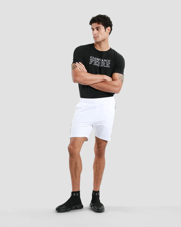 Gianfranco Ferre Logo Taper Track Shorts White