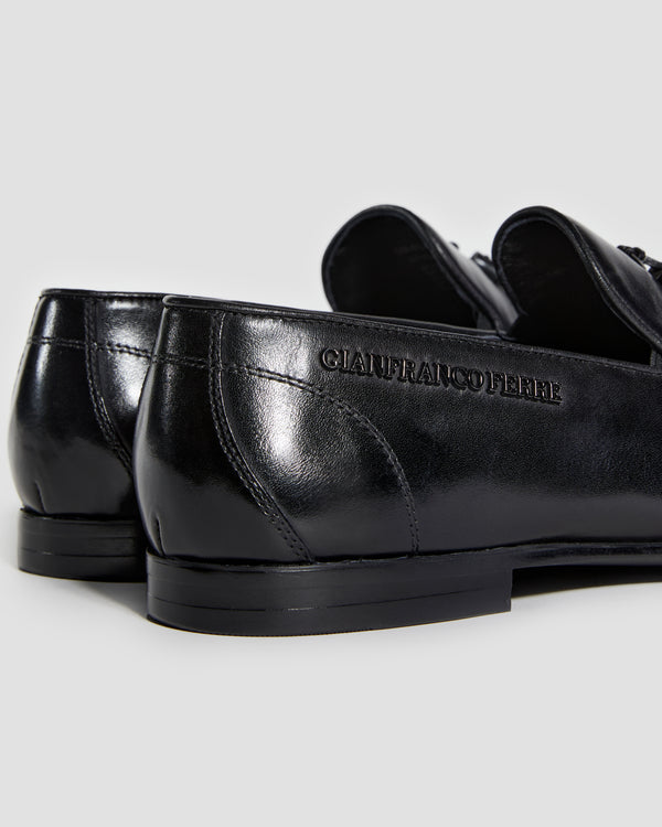 Gianfranco Ferre Luxe Tassel Loafers Black