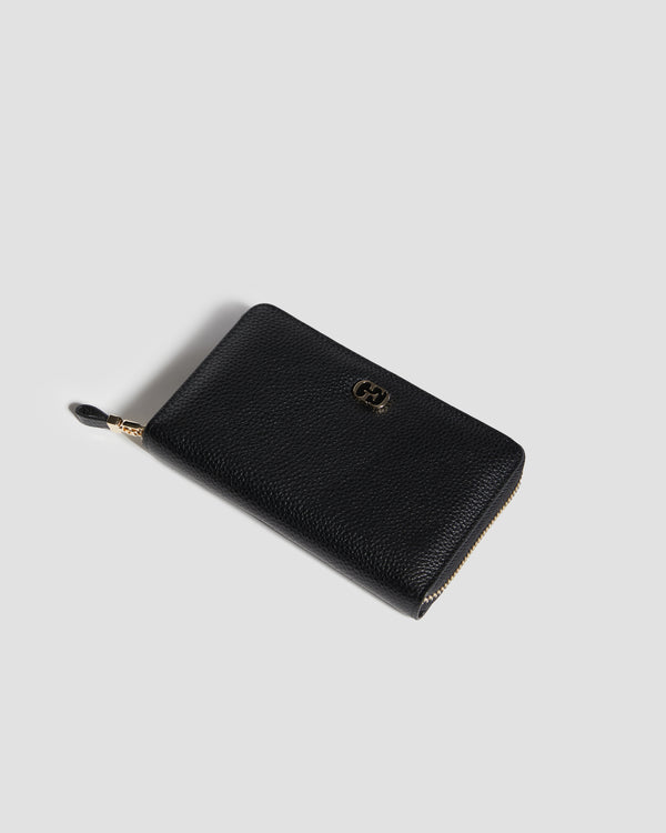 Gianfranco Ferre Luxe Zipped Leather Wallet Black
