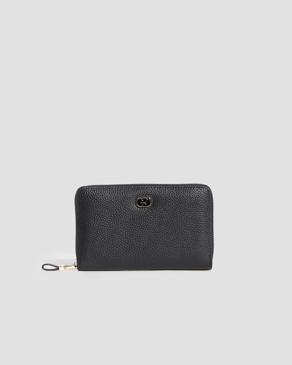 gianfranco ferre Luxe Zipped Leather Wallet Black