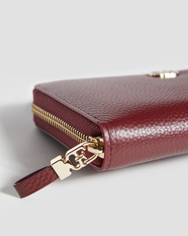 Gianfranco Ferre Luxe Zipped Leather Wallet Maroon