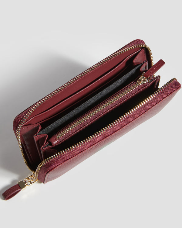 Gianfranco Ferre Luxe Zipped Leather Wallet Maroon